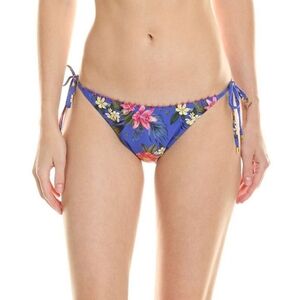 PQ Swim Floral Tie Teeny Bikini Swimsuit Bottom Size  S Blue New